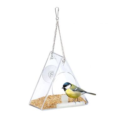 Relaxdays Vogelfutterhaus für Fenster dreieckig