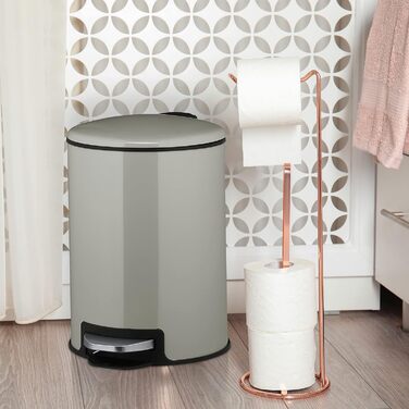 Relaxdays Kosmetikeimer 3 Liter, Treteimer mit Absenkautomatik, entnehmbarer Inneneimer, kleiner Mülleimer Bad, hellgrau