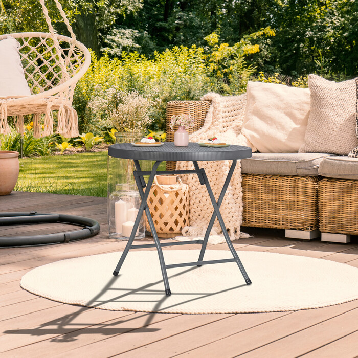 Relaxdays Klappbarer Gartentisch in Rattanoptik