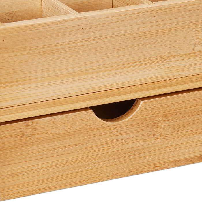 Relaxdays Bambus Monitorständer mit Stauraum