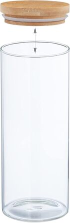Relaxdays Glasdosen, 3er Set, 1350 ml, luftdicht, transparent/natur