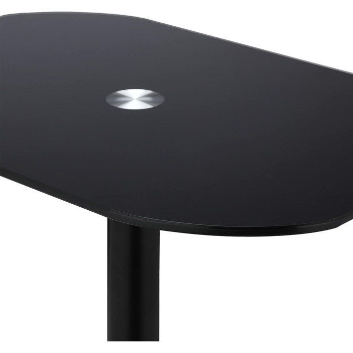 Relaxdays Beistelltisch, Glas & Stahl, HxBxT: 54,5 x 44,5 x 29,5cm, Sofatisch für Wohnzimmer, abgerundete Ecken, schwarz