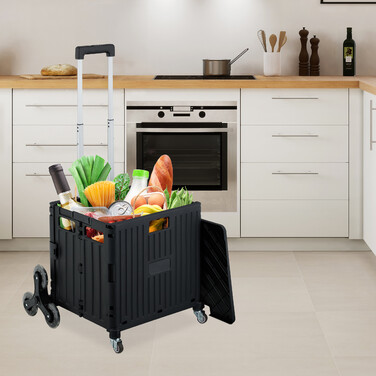 Relaxdays Einkaufstrolley klappbar + Deckel 8 Rad