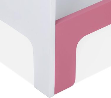Relaxdays Kinderregal, 3 Fächer, HxBxT: 91x48x24 cm, für Bücher & Spielsachen, Spielzeugregal Kinderzimmer, weiß/rosa