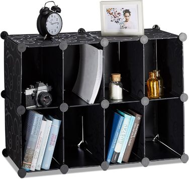 Relaxdays Schuhregal, 8 Fächer, DIY, platzsparend, 77x54x37cm, Schwarz