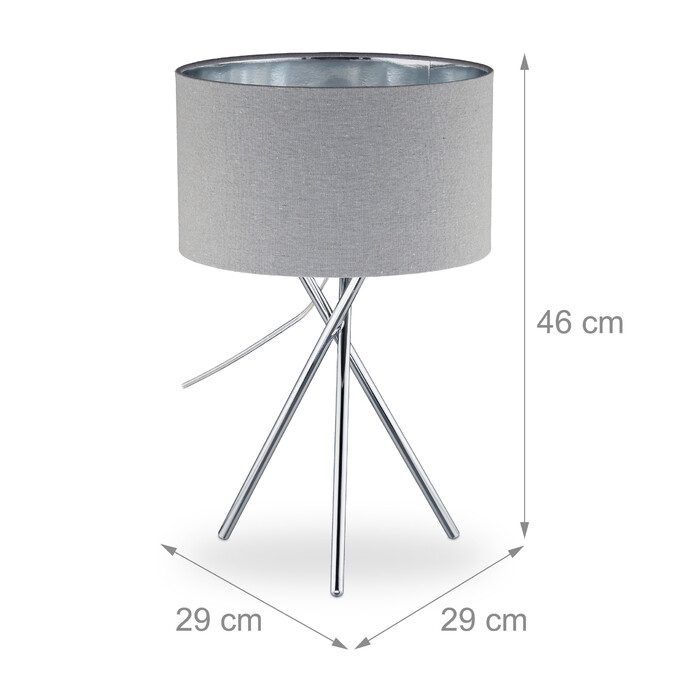 Relaxdays Dreibein Lampe grau