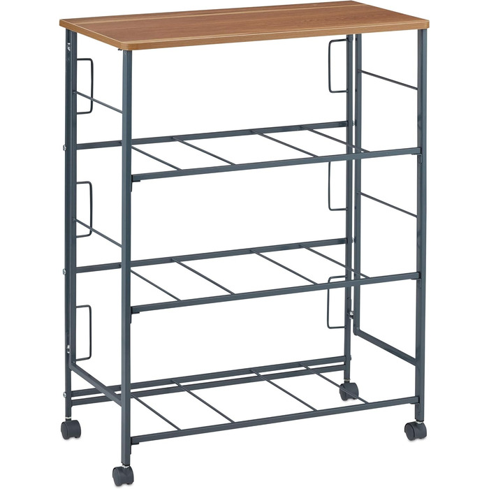 Relaxdays Roll-Schubladenschrank, 6 Stoffschubladen, Holzoptik, 74,5x58x30 cm, grau Design D
