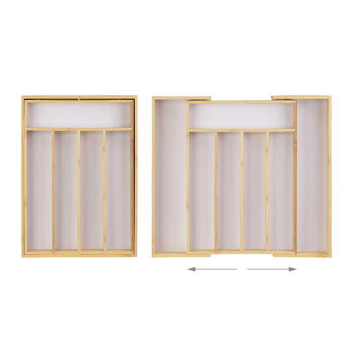 Relaxdays Besteckkasten Bambus 40cm ausziehbar