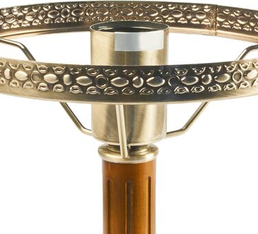 Relaxdays Tischlampe Rund Holzfuß Nostalgie Jugendstil Look, beige/Messing-Optik 10016611, Antik Single