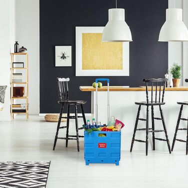 Relaxdays Einkaufstrolley, Klapptrolley, 35 kg, faltbar, Rolltrolley (Blau)