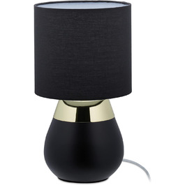 Relaxdays Nachttischlampe Touch, E14-Fassung, indirektes Licht, ovale Lampe mit Lampenschirm. HxD: 32 x 18 cm, schwarz