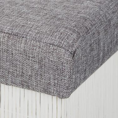 Relaxdays faltbarer Sitzhocker mit Stauraum, gepolstert, Bambus, Stoff, 36x35x35 cm, Weiß/Grau