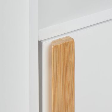 Relaxdays Toilettenpapierhalter stehend, Badezimmeregal HBT 75,5 x 18,5 x 18,5 cm, MDF & Bambus, WC Papier Schrank, weiß