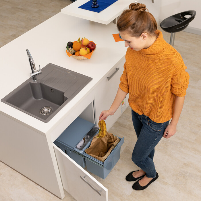 Relaxdays Einbaumülleimer Küche 2x 15 Liter