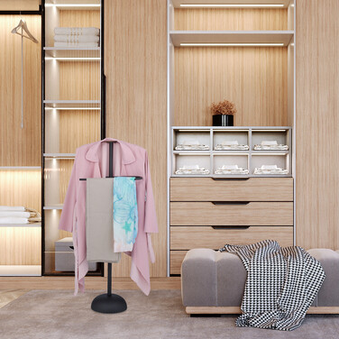 Relaxdays Herrendiener in Schwarz & Holzoptik
