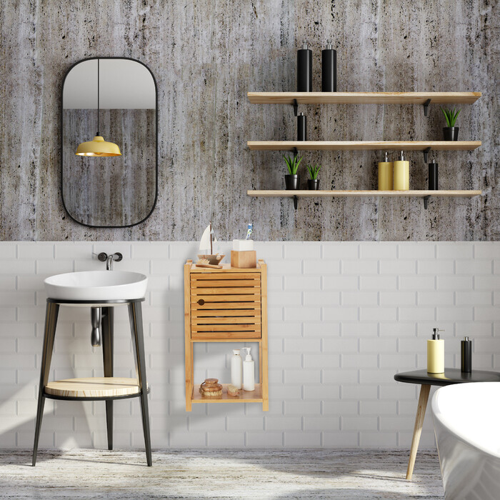 Relaxdays Badregal Bambus mit 3 Ebenen