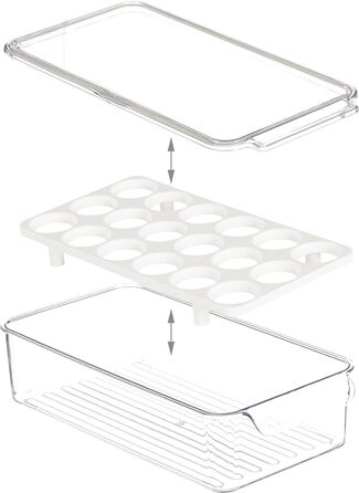 Relaxdays Eierbox, 18 Eier, Kühlschrank-Organizer, HBT: 8x16,5x31,5cm, transparent/weiß (50 Zeichen)