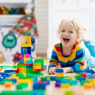 Relaxdays Kinderregal mit 3 Boxen, Monster-Motiv, Kiste mit Rollen, HBT: 80,5x42,5x30 cm, schmales Spielzeugregal, weiß, 10037514_0