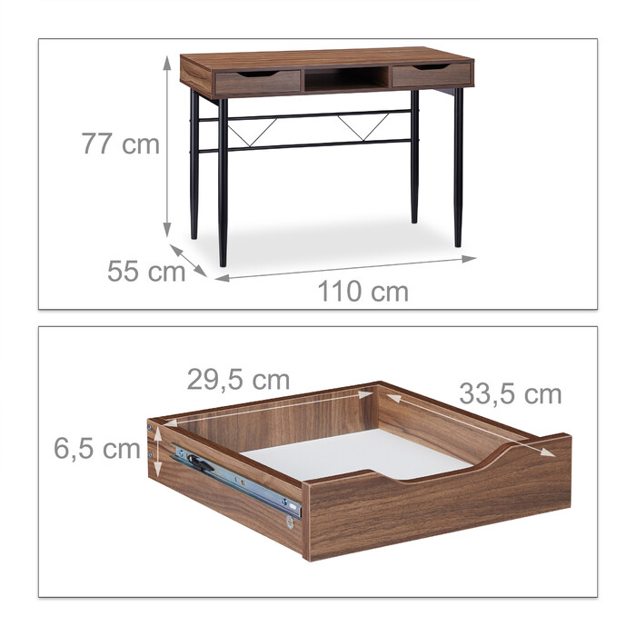 Relaxdays Schreibtisch mit Schubladen
