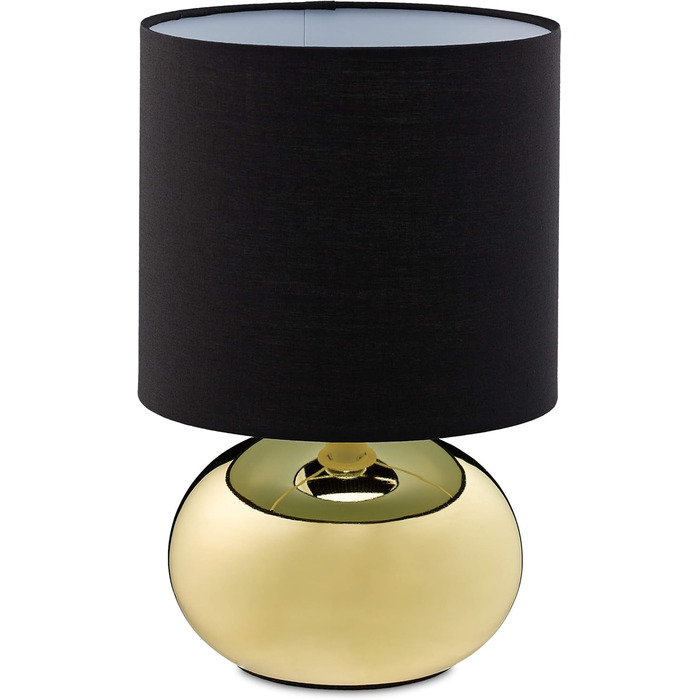 Relaxdays Touch-Nachttischlampe, dimmbar, 3 Stufen, E14, 28x18 cm, Gold