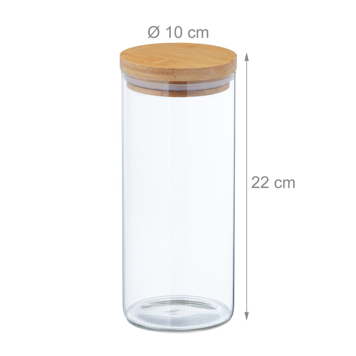 Relaxdays 3er Set Vorratsgläser mit Deckel 1300 ml