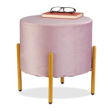 Relaxdays Samt Hocker mit 4 Metallbeinen