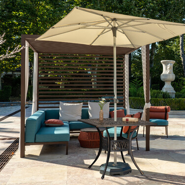 Relaxdays Eckiger Gartentisch mit Schirmloch