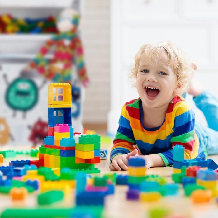 Relaxdays Kinderregal mit 3 Boxen, Monster-Motiv, Kiste mit Rollen, HBT: 80,5x42,5x30 cm, schmales Spielzeugregal, weiß, 10037514_0
