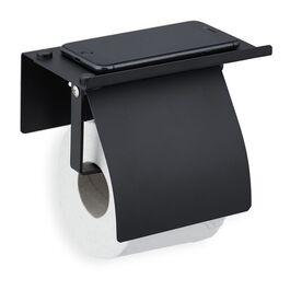 Relaxdays Toilettenpapierhalter mit Ablage schwarz