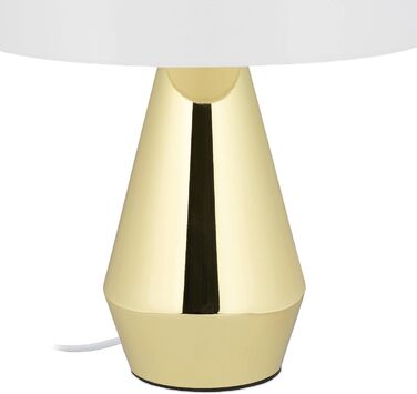 Relaxdays Tischlampe Touch dimmbar, moderne Nachttischlampe, HxD: 40 x 29 cm, E27, Tischleuchte mit Schirm, gold/weiß