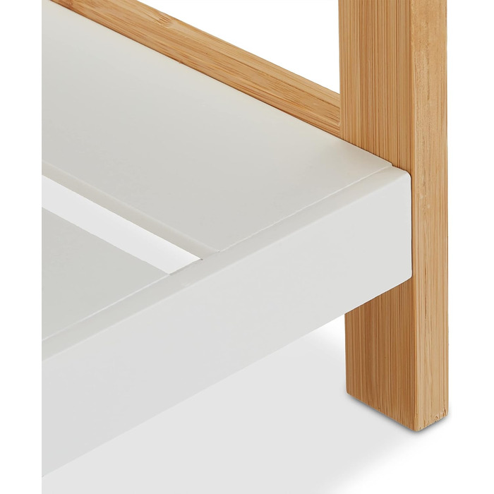 Relaxdays Schuhregal, 2 Ebenen, für 6 Paar Schuhe, offen, Schuhständer HBT: 36 x 70 x 26 cm, MDF, Bambus, Weiß, Hellbraun