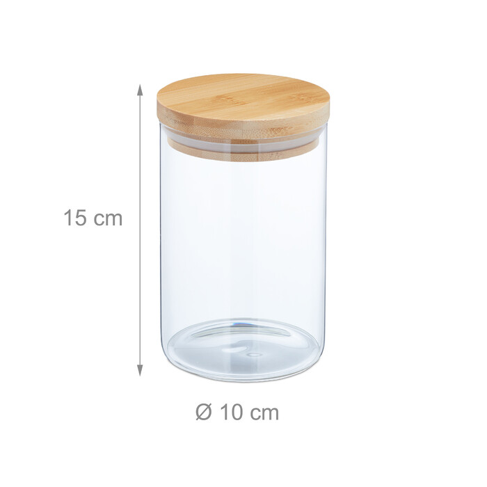 Relaxdays 3er Set Vorratsgläser mit Deckel 800 ml