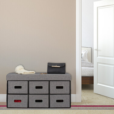 Relaxdays Graue Sitzbank mit Schubladen