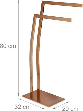 Relaxdays Handtuchhalter WIMEDO, 84x32x20 cm, Edelstahl, Kupfer