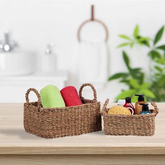 Relaxdays 3-tlg. Aufbewahrungskorb Set aus Seegras
