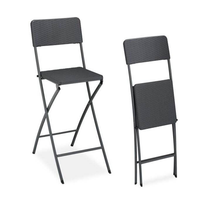 Relaxdays 2er Set Barhocker Rattan