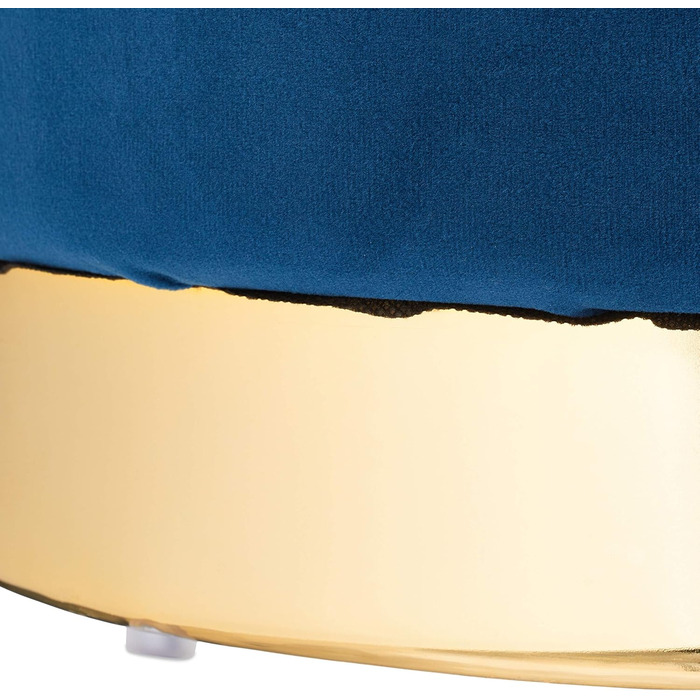Relaxdays runder Samthocker mit Stauraum, elegant, H41,5 x D37 cm, blau/Gold