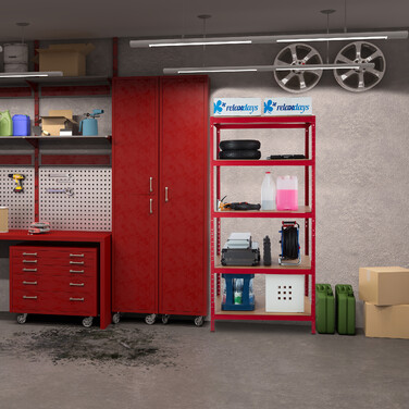 Relaxdays Schwerlastregal 180x90x60 in Rot