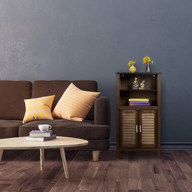 Relaxdays Badezimmerschrank dunkelbraun LAMELL, Bambus, 92x50x25,5 cm, Single