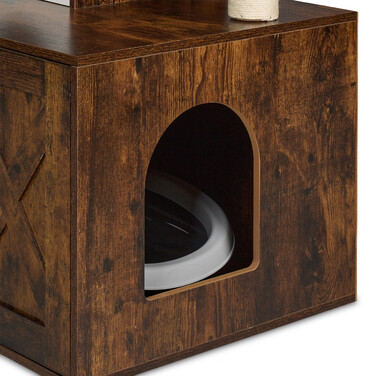 Relaxdays Kratzbaum mit Katzenklo-Schrank 128 cm