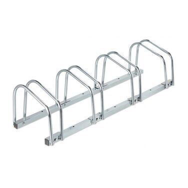 Relaxdays Silberner Fahrradständer für 4 Fahrräder