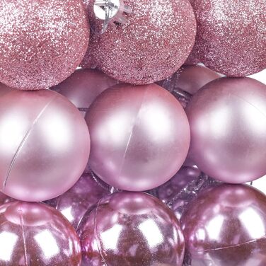 Relaxdays Weihnachtskugeln 100er Set, Deko matt/glänzend/glitzernd, ∅ 3/4/6 cm, rosa