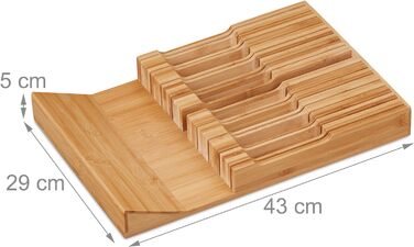 Relaxdays Messerhalter Bambus, 16 Messer & Wetzstahl, 5x43x29 cm, natur