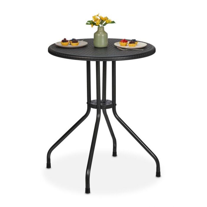 Relaxdays Runder Gartentisch in Rattanoptik