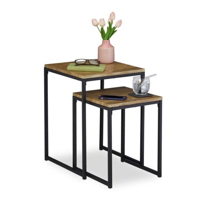 Relaxdays Beistelltisch 2er Set Holzoptik