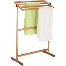 Relaxdays Handtuchhalter stehend, 4 Stangen, HBT: 98x66x31 cm, Walnussholz, Natur