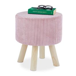 Relaxdays Samthocker mit Holzbeinen