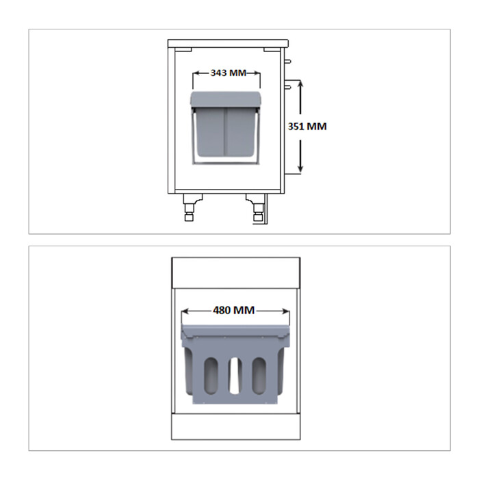 Relaxdays Einbaumülleimer Küche 2x 15 Liter