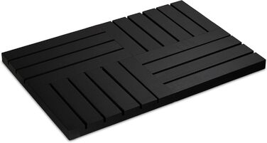 Relaxdays Bambus Badematte, 61x40 cm, rutschfest, für Bad, Dusche, Sauna, Indoor & Outdoor, schwarz