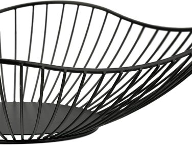 Relaxdays Metall-Obstkorb, flach, 7,5 x 27 cm, Drahtkorb, modern, schwarz
